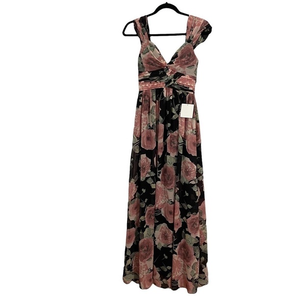 Lulus Give Me Amore Black and Pink Floral Print Maxi Dress, New With Tags - Picture 6 of 12